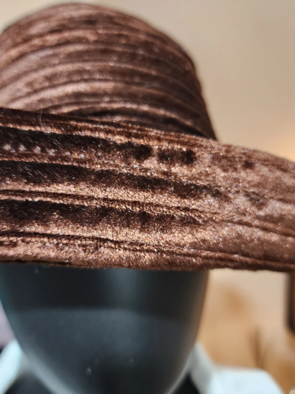 Vintage Brown Velvet Ruched Cloche Hat - Women Accessories - Picture 5 of 7